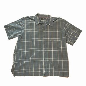 Haggar Shirt Mens blue Plaid Short Sleeve Button Up collar